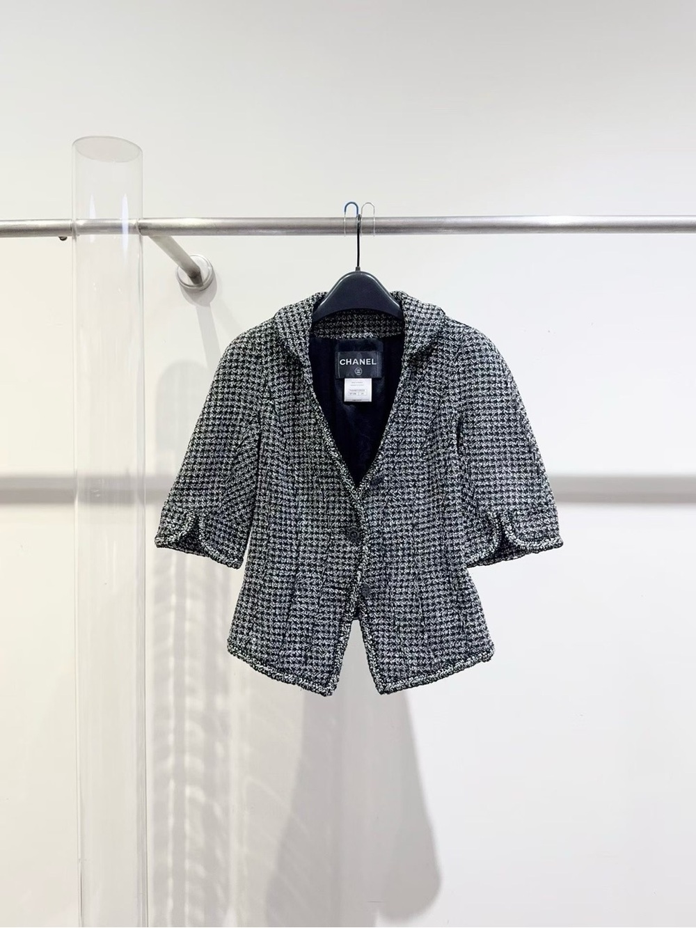 🚩steal Chanel Black & White Tweed Short Sleeve Jacket